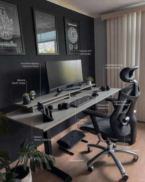 Clean Desk, Dream Desk, Computer Desk Setup, Home Studio Setup, Desktop Setup, Desk Inspiration, Desk Setups, Bedroom Setup, Dekorasi Kamar Tidur