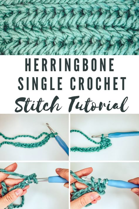 Herringbone Single Crochet Stitch, Herringbone Single Crochet, Tiny Couch, Herringbone Stitch Tutorial, Crochet Blanket Stitch Pattern, Modern Crochet Blanket, Crochet Stitches Guide, Crochet Stitches For Blankets, Crocheting Projects