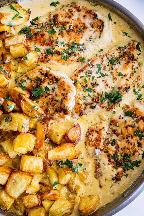 Healthy Cold Weather Dinner, Dijon Chicken And Potatoes, Creamy Dijon Chicken, Creamy Dijon Sauce, Cold Weather Dinner Ideas, Honey Dijon Chicken, Creamy Dijon, Dijon Sauce, Dijon Chicken