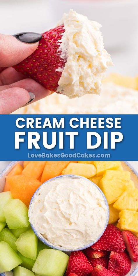 Cream Cheese Fruit Dip pin collage Cool Whip Fruit Dip, Cream Cheese Fruit Dip Recipe, Hershey Recipes, Easy Fruit Dip, Fruit Dip Recipe, Cream Cheese Fruit Dip, Fruit Sweets, Fruit Dips, Fruit Dips Recipes