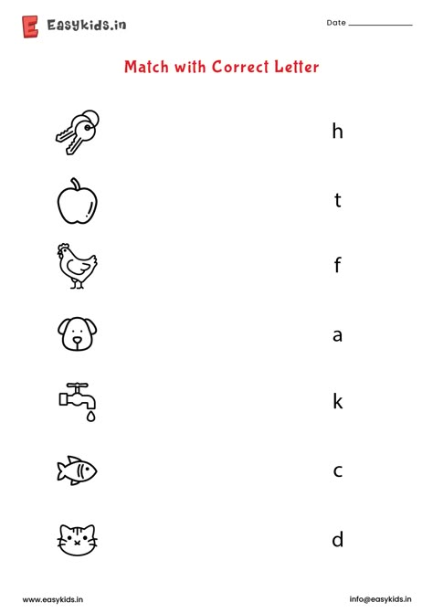 Match The Letters With Pictures, Matching Alphabets With Pictures, Matching Letters With Pictures Worksheet, Match Letters With Pictures, Work Sheet For Play Group Kids, English Lkg Worksheet, English Worksheets For Nursery Kids, Worksheet For Nursery Class English, Match The Letter With The Picture