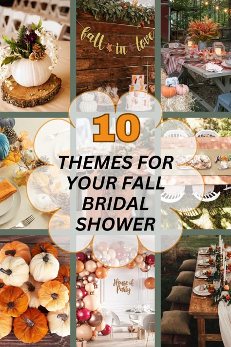 Fall Bridal Shower Food, Fall Bridal Shower Themes, Couples Wedding Shower Themes, Free Bachelorette Party Games, Bridal Shower Themes Ideas, Fall Bridal Shower Ideas, Fall Bridal Shower Decorations, Bridal Shower Theme Ideas, Fall In Love Bridal Shower