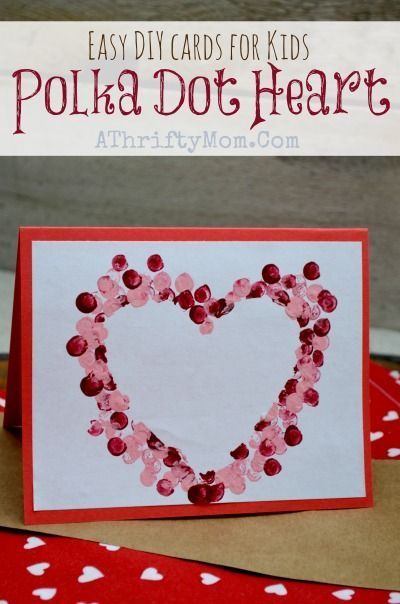 Easy DIY Card ideas, Polk-a-dot heart Card, perfect for Valentines Day, Mothers day ideas, Kids Craft Ideas, Handmade Cards Valentines Day Cards Handmade, Dot Heart, Valentine's Day Crafts For Kids, Valentines Day Crafts, Preschool Valentines, Valentine Crafts For Kids, Diy Gifts For Kids, Mothers Day Crafts For Kids, Heart Card