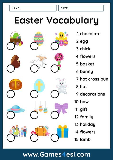 Esl Easter Worksheets, Easter Fun Worksheets, Easter Symbols For Kids, Easter English Worksheet, Easter Lesson For Kids, Easter Worksheets For Kids, Easter Symbols, Easter Classroom, Easter Lessons