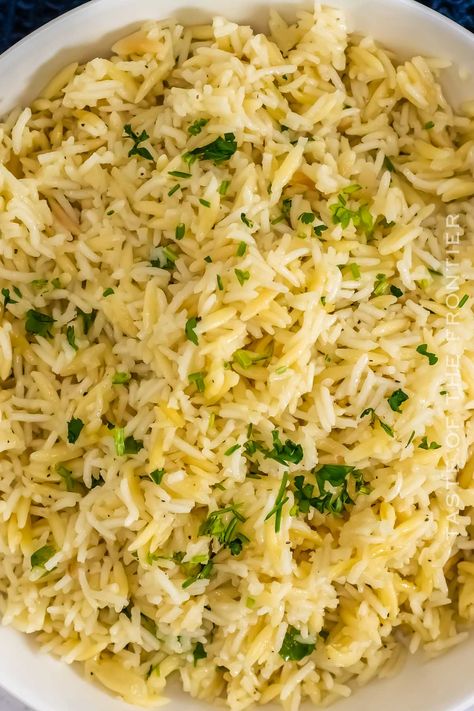 Rice Pilaf with Orzo 0rzo Recipes, Lemon Orzo Rice, Orzo Rice Recipes, Herbed Orzo, Orzo Side Dish, Orzo Pilaf, Rice Pilaf With Orzo, Easy Rice Pilaf, Comfort Food Dinners