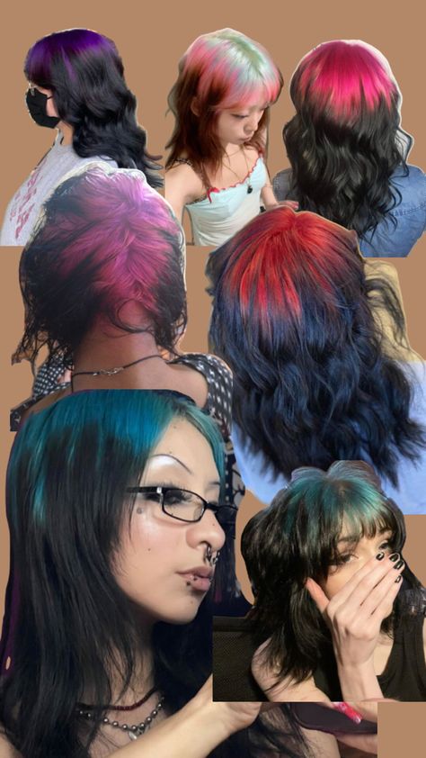 Ghost Roots, Short Haircut Inspiration, Blue Hair Highlights, Hair Stripes, Business Hair, Goth Make Up, Glow Up Era, Color For Black Hair, Life Reference