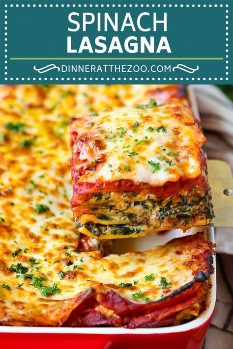 Lasagna Recipe Vegetarian, Lasagna Spinach, Dinner Lasagna, Spinach Lasagna Recipe, Spinach Dinner, Veggie Lasagna Recipe, Lasagna Dinner, Lasagna Recipe With Ricotta, Vegetarian Lasagna Recipe