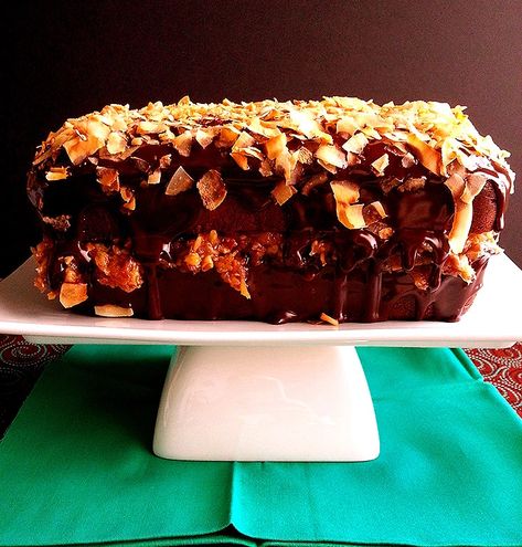 german chocolate loaf cake – oven + apron German Chocolate Bread, Cake In A Loaf Pan, Fried Steak Fingers, Elementary School Cafeteria, Steak Fingers, Dessert Baking Recipes, Round Layers, Mini Loaf Cakes, Chocolate Loaf