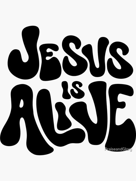 Jesus Is Alive, Christian Stickers, Christian Designs, Black Stickers, Craft Supply, Jesus Is, Science Poster, Sticker Design, Stranger Things Fanart