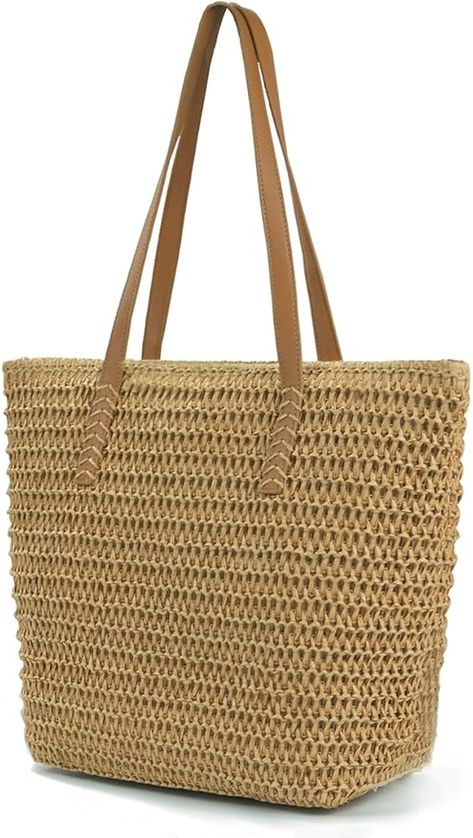 Straw Beach Tote, Summer Tote Bag, Tote Bag With Zipper, Summer Tote Bags, Straw Beach Bag, Straw Tote Bag, Summer Tote, Travel Handbags, Small Objects