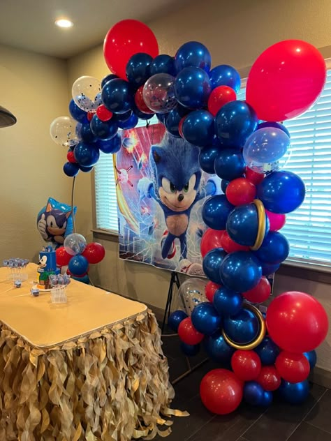 Sonic The Hedgehog Balloon Garland, Sonic The Hedgehog Balloon Arch, Sonic Balloon Arch, Sonic Balloon Garland, Sonic Birthday Party Decorations, Sonic Birthday Theme, Sonic Birthday Ideas, Sonic Birthday Party, Sunshine Birthday Parties