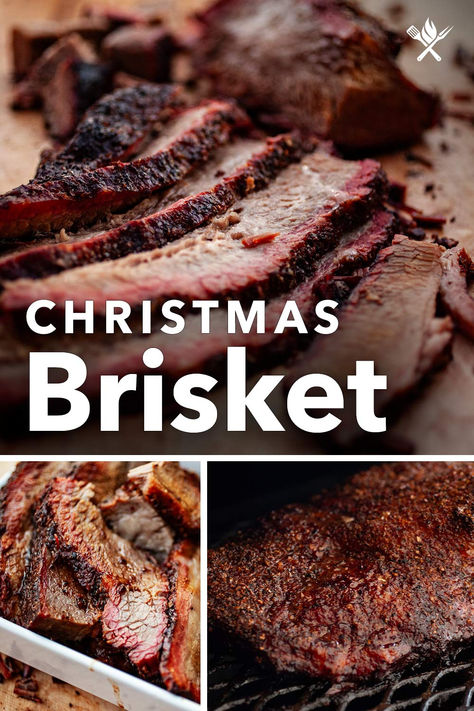 Smoked Holiday Brisket 🎄🔥✨ — Chef Tom is here to teach you an old holiday brisket classic recipe that'll have your guests coming back for seconds and thirds. — Whether you're a seasoned holiday host or trying your hand at a festive feast for the first time, this brisket will have your home brimming with holiday cheer. 🌟We recommend a glass of splice cider for the ultimate holiday dining experience. 🥂 Link in bio for the full video tutorial. 🔗 — #ATBBQ Christmas Beef Brisket Recipes, Christmas Dinner Smoked Meat, Christmas Beef Brisket, Holiday Brisket Recipes, Christmas Smoker Recipe, Christmas Dinner Brisket, Brisket Spritz Recipe, Brisket For Christmas Dinner, Christmas Brisket Dinner