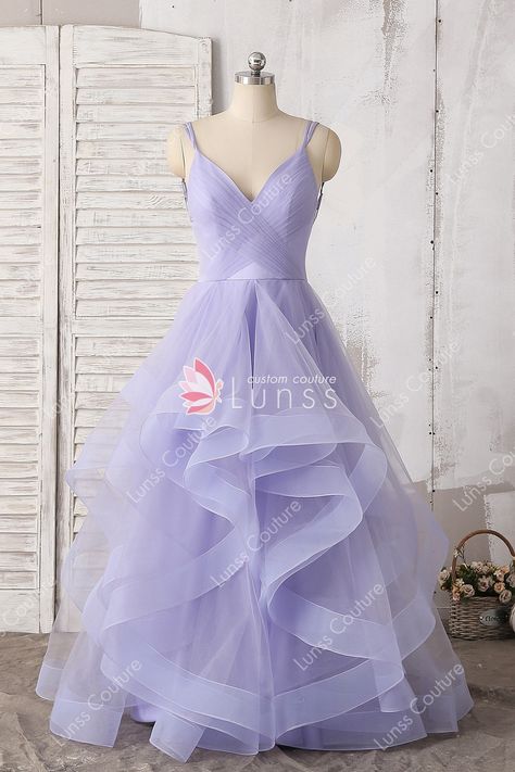 Lavender Colour Dress, Lavender Prom Dress Long, Dresses Layered, Farewell Dresses, Flounced Skirt, Lavender Colour, Lavender Prom Dresses, Pretty Quinceanera Dresses, Stunning Prom Dresses