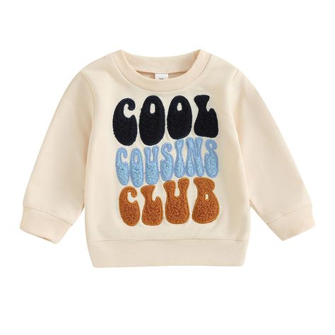 PRICES MAY VARY. 【Material】Toddler crewneck sweatshirt,made of 35% Cotton 65% Polyester.Super soft,breathable,skin friendly and cozy.Cool cousin club embroidered matching cousin outfits,cousin crew shirts for kids baby,so cute. 【Designs】Baby cousin crew outfit,toddler sweatshirt,''COOL COUSIN CLUB'' letter embroidered,baby crewneck sweatshirt,long sleeve cousin crew shirt,oversized sweater pullover top,loose fit.Kids cool cousin club sweatshirt,cousin crew sweatshirts,retro groovy cool cousin cl Colorful Lettering, Matching Sibling Outfits, Spring Sweatshirt, Fall Baby Clothes, Cousin Crew, Club Sweatshirts, Sleeves Clothing, Cute Fall Outfits, Winter Tops