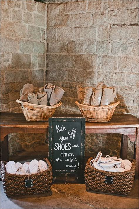 Wedding Backyard Decorations, Dancing Shoes Wedding, Wedding Rustic Chic, Temecula Wedding Venues, Wedding Flip Flops, Shoe Basket, Wedding Blankets, Dancing Shoes, Wedding Chicks