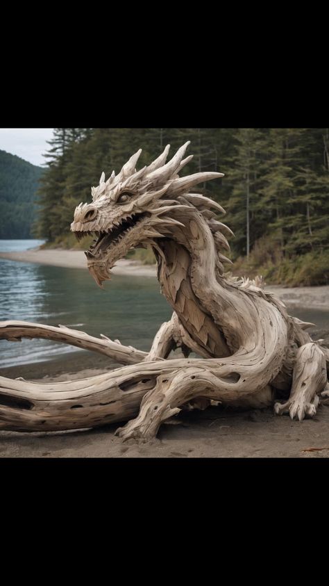 Driftwood Carving Ideas, Driftwood Dragon, Dragon Carving, Wood Dragon, Wood Carving Art Sculpture, Dragon Garden, Dragon Statue, Dragon Artwork Fantasy, Dragon Decor