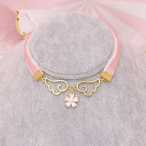 Pink velvet cherry wings pendant YV2009 - Youvimi Pink Wings, Dropshipping Store, Kawaii Jewelry, Magical Jewelry, Kawaii Accessories, Pink Necklace, Shopify Store, Cute Accessories, Fantasy Jewelry