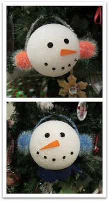 DIY Styrofoam Ball Christmas Ornament — a great project for kids from Relentlessly Fun, Deceptively Educational. Styrofoam Ball Crafts, Making A Snowman, Styrofoam Crafts, Snowman Ornament, Styrofoam Ball, Preschool Christmas, Snowman Crafts, Christmas Ornament Crafts, Noel Christmas