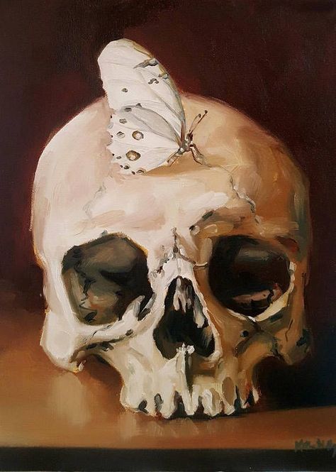 Skull Painting, Human Skull, Arte Sketchbook, Arte Inspo, White Butterfly, 판타지 아트, Painting Art Projects, Sketchbook Art Inspiration, Skull Art