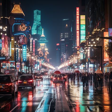 "Vibrant #UrbanNight: A bustling city street at night illuminated by glowing #NeonLights and busy with #PeopleWalking. #Cityscape #NightPhotography #NeonSigns #AiCreativity #AiGeneratedArt #StockImages ⬇️ Download and 📝 Prompt 👉 https://stockcake.com/i/vibrant-city-night_78034_6583". City Street At Night, Ocean Books, Street At Night, Jesus Book, City Scapes, Light Cyan, Broken Hearted, Cityscape Photography, Bustling City