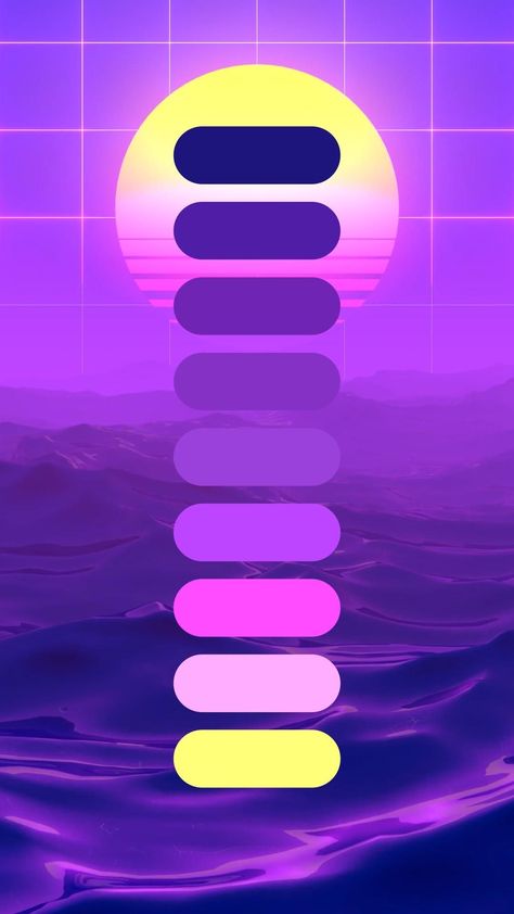 Outrun Aesthetic, Color Palette Retro, Aesthetic Color Palette, Aesthetic Palette, Synth Wave, 80s Synth, Grid Background, Vaporwave Wallpaper, Purple Color Palettes