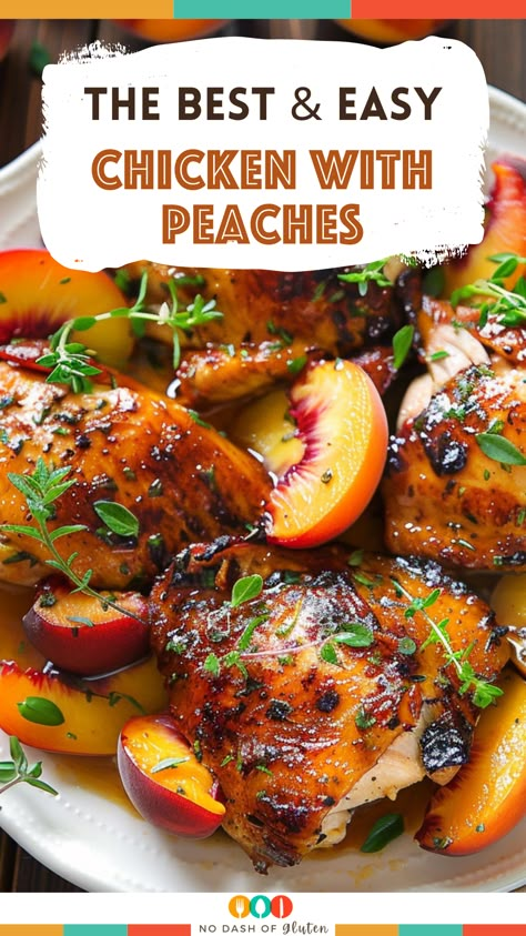 Coconut Peach Chicken, Chicken Peaches Recipes, Peach Sauce For Chicken, Peach And Chicken Recipes, Chicken With Peaches, Chicken With Peaches Recipes, Chicken Peach Recipes, Peach Chicken Recipes, Peach Chicken Crockpot