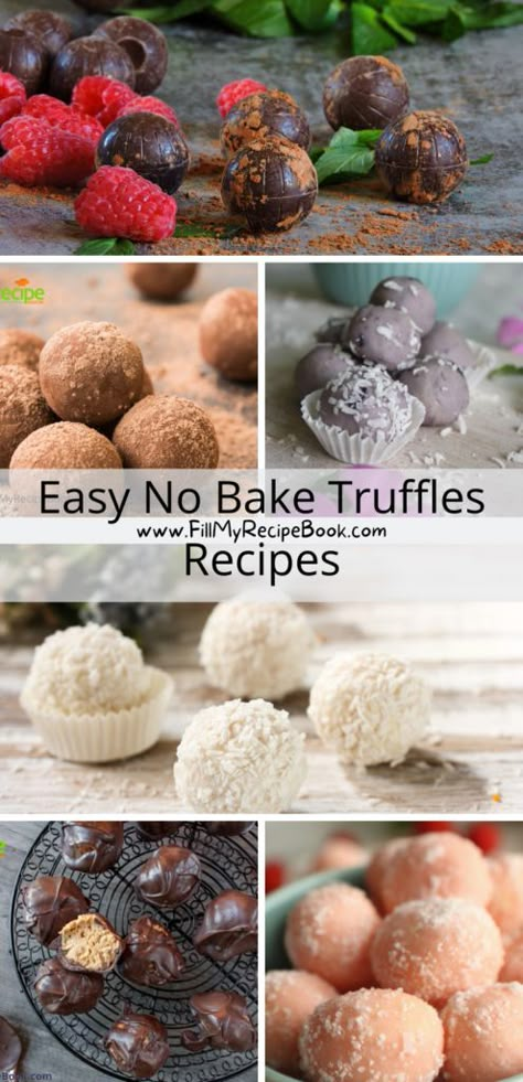 Easy No Bake Truffles Recipes - Fill My Recipe Book Diy Truffles Recipes, Chocolate Truffle Balls, Brownie Truffles Recipe, Cookies Raspberry, Chocolate Oreo Cookies, Nutella Truffles, Wedding Cookies Recipe, Truffles Recipes, Truffle Balls