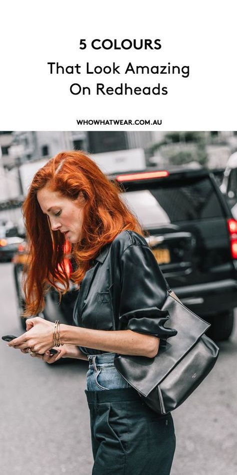 5 Colours That Look Amazing on Redheads https://trib.al/PhbihzQ Red Hair Spring Outfit, Colours For Redheads To Wear, Clothes For Copper Hair, Copper Hair Fashion Outfits, Colours For Redheads Clothes, Redhead Colours To Wear, Copper Hair Outfit Style, Outfit Ideas For Copper Hair, Copper Hair Clothes Colours