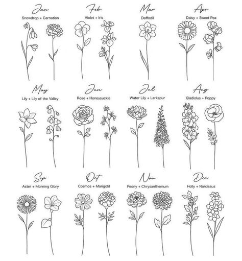 Flower Cute Tattoo, May July August Flower Tattoo, Things That Represent August, Small Birth Month Flower Tattoo, December And June Flower Tattoo, Flowers For Each Month Tattoo, May Birthday Flower Tattoo, Month Birth Flowers Tattoo Ideas, Tattoos For August Birthdays