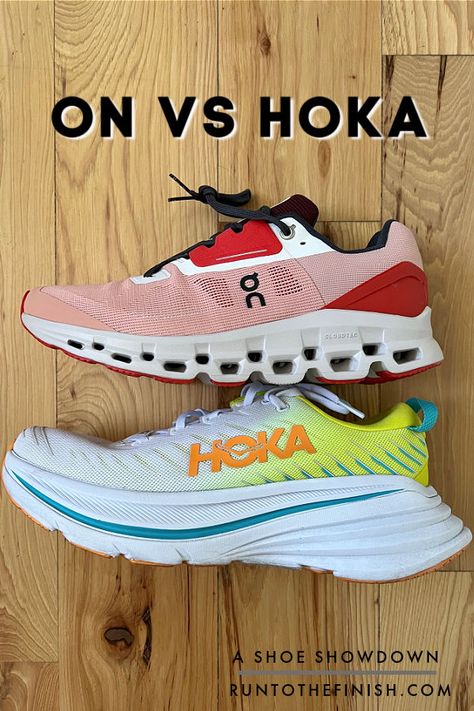 Comparing two styles of running shoes from stability to cushion to see what's best for you Hoka Shoes Woman, Cute Running Outfit, Best Workout Shoes, Cute Running Shoes, Best Gym Shoes, Cloudswift 3, Hoka Running, Neutral Flats, Womens Workout Shoes