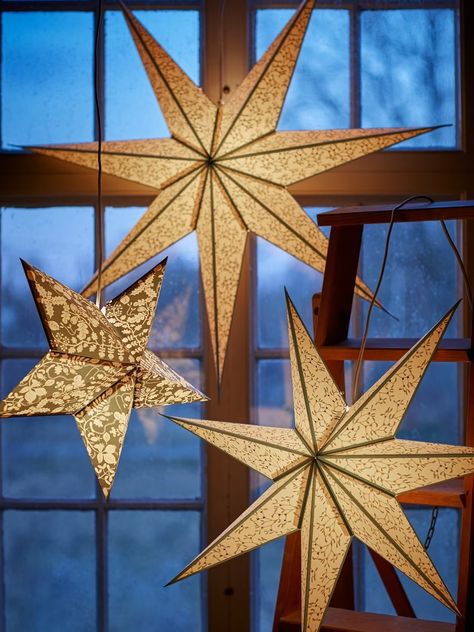 Ikea Christmas, Star Pendant Lighting, Hosting Christmas, Paper Stars, Personalized Pendant, Christmas Window, Winter House, Christmas Images, Cozy Christmas