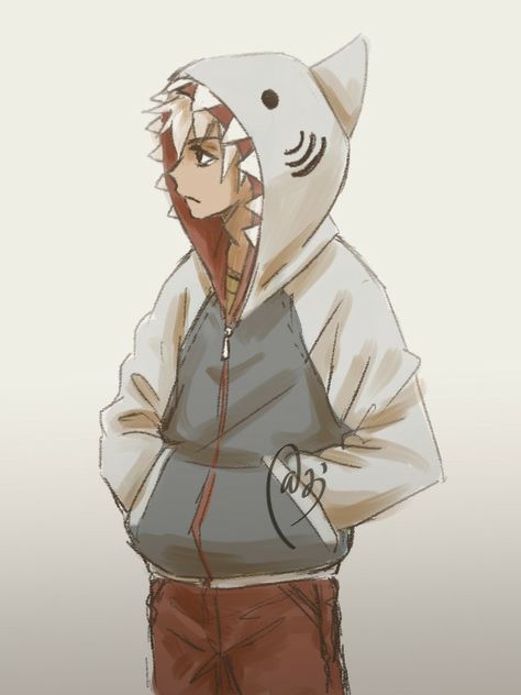 Shark Hoodie Drawing, Silly Sharks, Maka X Soul, Hoodie Drawing, Shark Hoodie, Happy Pictures, Art Tumblr, Fire Force, Soul Eater