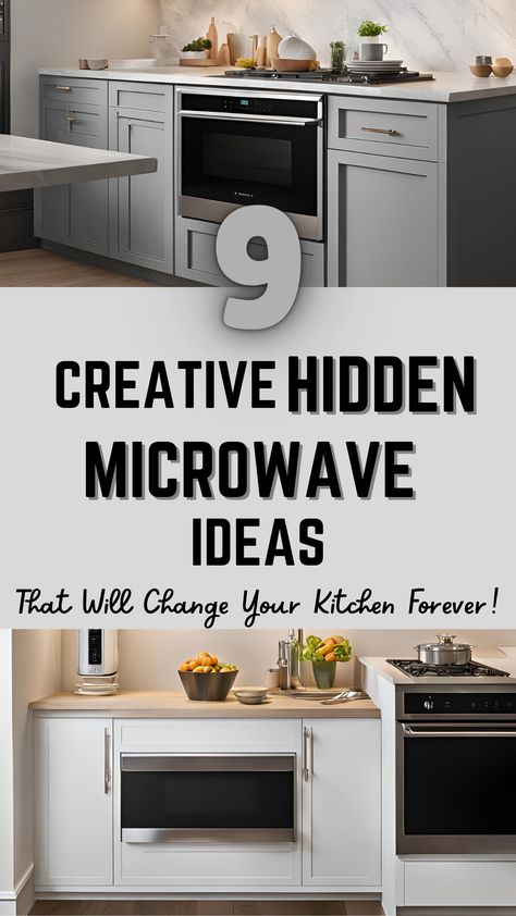 Hidden microwave solutions for stylish and organized kitchen designs Microwave In Tall Cabinet, Sideboard With Microwave, Open Chimney In Kitchen, Microwave Ideas In Small Kitchen, Ideas Where To Put Microwave In Kitchen, Microwave Appliance Garage, Microwave Corner Shelf Ideas, Wall Microwave Cabinet, Hidden Microwave In Kitchen