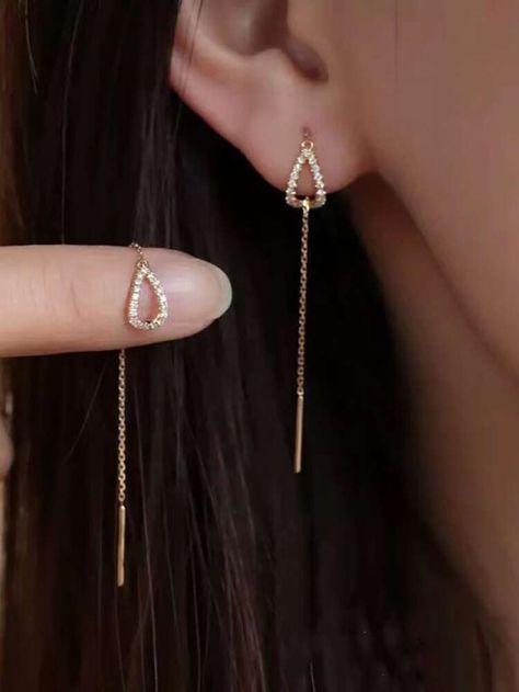 Unique Gold Jewelry Designs, Threader Earrings Gold, Gold Earrings Models, Modern Gold Jewelry, Cheap Earrings, Classy Jewelry, Fancy Jewellery, Gold Earrings Designs, Jewelry Lookbook