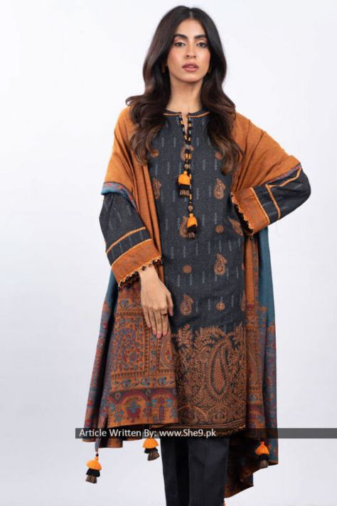 Lawn Frock Design, Lawn Frock, Dress Design Pakistani, Winter Collection 2023, Pakistani Winter Dresses, Blue Colour Dress, Pakistani Women Dresses, Pakistani Dresses Online, Pakistani Suits Online