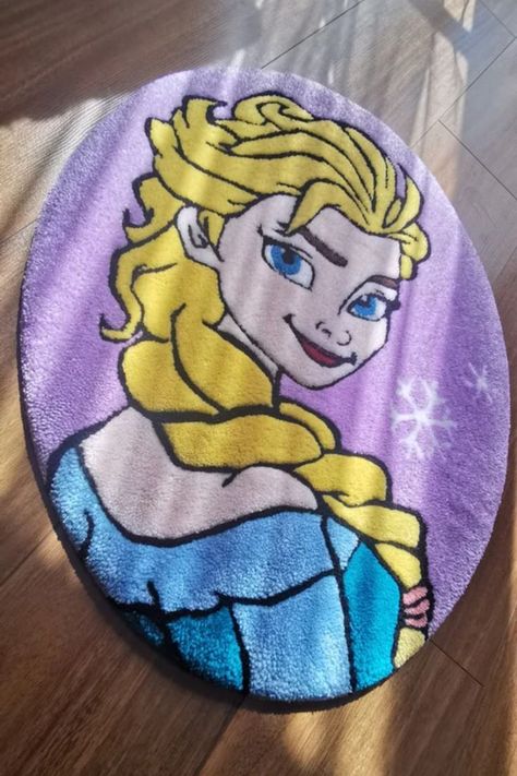 Rug Making Diy, Disney Rug, Tuft Rug, Tufting Diy, Tufting Rug, Rug Tufting, Frozen Elsa, Elsa Frozen, Hand Tufted Rugs