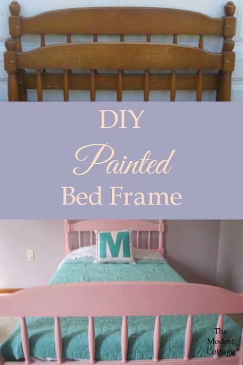 Painted Bed Frame, Diy Bed Frame Cheap, Painted Bed Frames, Cheap Bed Frame, Bed Makeover, Painted Beds, Diy Kids Furniture, Frame Bed, Creative Woodworking