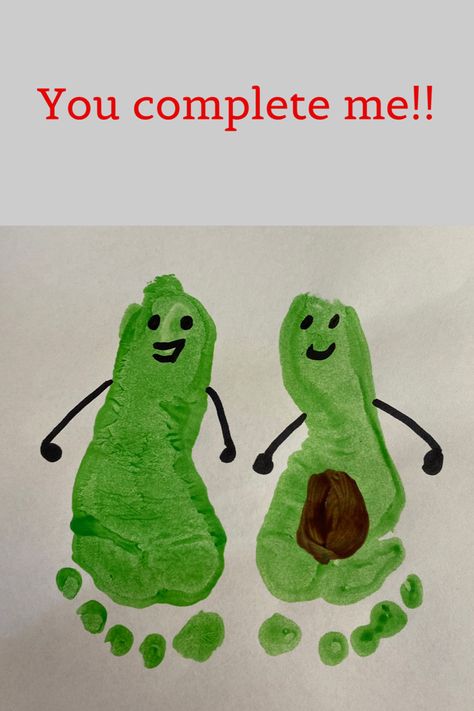 Avocado Preschool Craft, Fruit And Veggies Crafts For Preschool, Avocado Activities For Preschool, Vegetable Footprint Art, Fruit Art For Infants, Avocado Footprint Art, Infant Vegetable Art, Infant Food Crafts, Fruit Crafts For Infants