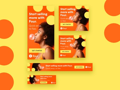 Pay with Four – Ad Work by Janna Hagan Paid Ads Social Media Design, Digital Ads, Paid Social Ads, Pop Up Ads Website, Google Ads Banner Design Inspiration, Gradient Social Media Post, Web Ads, Digital Banner, Social Ads