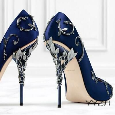 Prom Birthday, Ralph Russo, Fashion Shoes Heels, Yule Ball, Casual High Heels, Blue Heels, Metal Leaves, Beauty Design, Prom Shoes