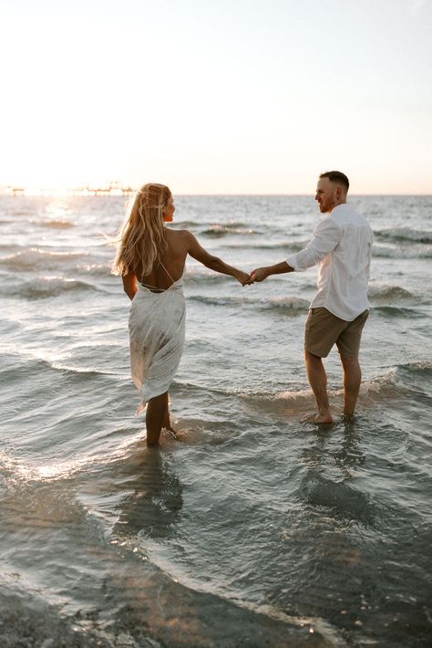 The most dreamy beach engagement session! If you have been considering taking engagement photos at the beach, this is your sign!  --- beach engagements, beach photoshoot, couples session, Florida couple, Florida engagement, proposal, Florida photographer, Tampa Florida, photography, engagement outfits, wedding photographer, Lightroom presets, presets, warm, timeless photos, dreamy photos, photo Inspo. Lake Beach Photoshoot, Formal Beach Engagement Photos, Beach Engagement Photos Champagne, Timeless Engagement Photos Beach, Sunrise Engagement Pictures Beaches, Beach Engagement Photos Casual, Hawaii Couples Photoshoot, Beach Engagement Session, Beach Proposal Outfits