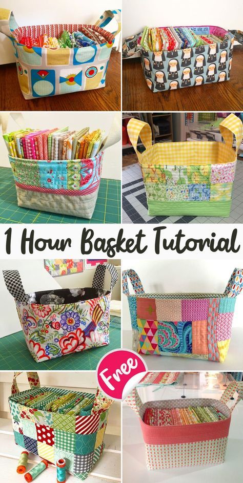 One Hour Fabric Basket Tutorial Fabric Basket Tutorial, Basket Tutorial, Sac Diy, Scrap Fabric Projects, Folded Fabric Ornaments, Sewing Machine Projects, Pocket Pillow, Fabric Christmas Ornaments Diy, Pineapple Salsa