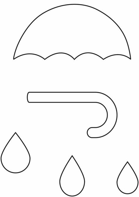 Umbrella Art Craft Preschool, Umbrella Outline Printable, Umbrella Printable Template, Umbrella Crafts For Toddlers, U Is For Umbrella Craft, Umbrella Template Free Printable, Rain Drop Craft, Umbrella Craft Preschool, Felt Umbrella