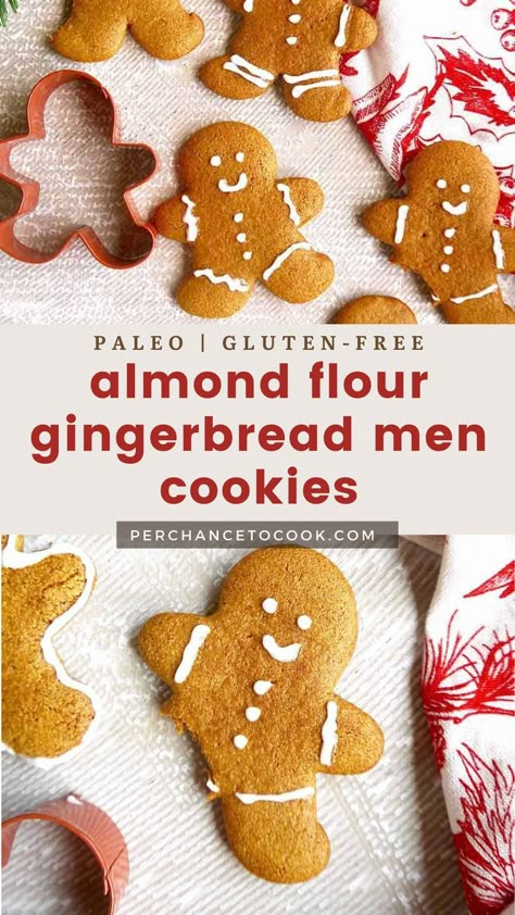 Best Paleo Cookies, Grain Free Gingerbread Cookies, Healthy Gingerbread Recipes, Almond Flour Gingerbread Cookies, Protein Gingerbread Cookies, Almond Flour Gingerbread, Protein Gingerbread, Gluten Free Gingerbread Men, Dairy Free Christmas Cookies