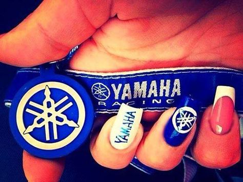 Yamaha Nails, Ktm Nails, Moto Nails, Z 1000, T Max, Art Summer, Nail Art Summer, Motogp, Blue Nails