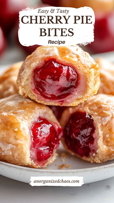 Cherry Pie Bites Heavenly Bites Recipe, Cherry Pie Filling Ideas, Deserts Using Cherry Pie Filling, Thanksgiving Desserts Cherry, Sugar Cookie Cherry Pie Cups, Crescent Roll Cherry Turnovers, Crescent Roll Recipes Dessert With Cherry Pie Filling, Dessert Small Bites, Dutch Cherry Pie