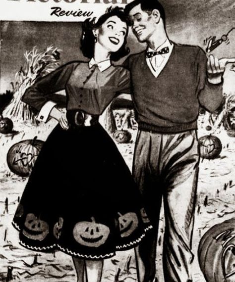 Pintucks: Vintage Halloween: Pumpkin Circle Skirt Vintage Witch Costume, 1950s Halloween, Vintage Halloween Pumpkin, Vintage Witch Art, Vintage Halloween Photos, Vintage Halloween Images, Vintage Halloween Costume, Vintage Witch, Vintage Halloween Decorations