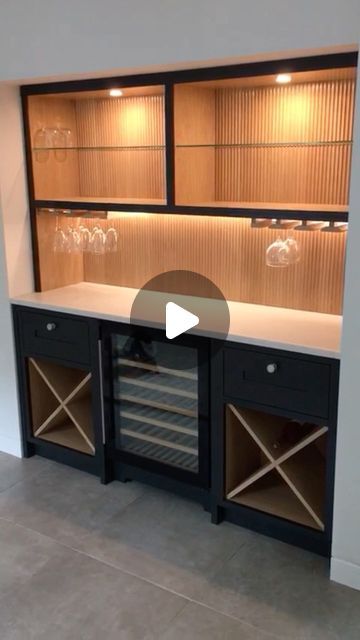 Maple & Gray on Instagram: "We’re making more and more bar units and drinks cabinets at the moment! Up to now we’ve mainly used vintage mirrors on the back panels but this time we fitted a stunning textured oak panel and we’re delighted with the results!
.
.
.
.
#mapleandgray #bespokebar #bespokedrinkscabinet #drinkscabinet" Drinks Cabinet Ideas Home Bars, Drinks Cabinets, Dry Bar Ideas, Drink Cabinet, Bar Unit, Oak Panels, Dry Bar, Vintage Mirrors, D Gray