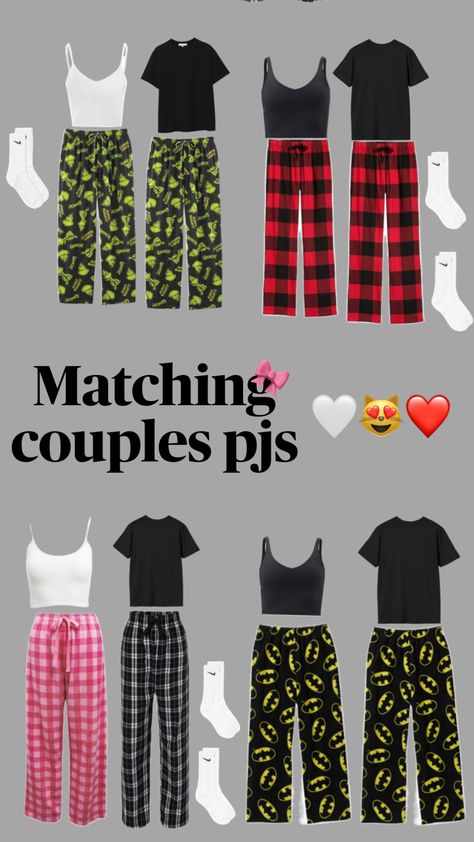 Cute Couple Matching Outfits Pjs, Match Pajamas Couples, Matching Outfits For Couples Pjs, Matching Couple Outfits Pjs, Matching Pajama Pants For Couples, Matching Pjs With Boyfriend, Couple Pjs Matching Christmas, Cute Couples Outfits Casual, Cute Matching Outfits For Couples Casual