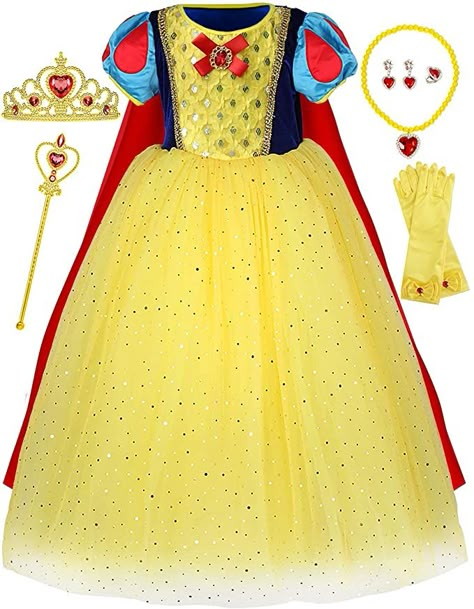 Princess Costumes For Girls, Disney Princess Toys, Snow White Dresses, Snow White Costume, White Costume, Princess Snow White, Princess Toys, White Costumes, Black Halloween Dress